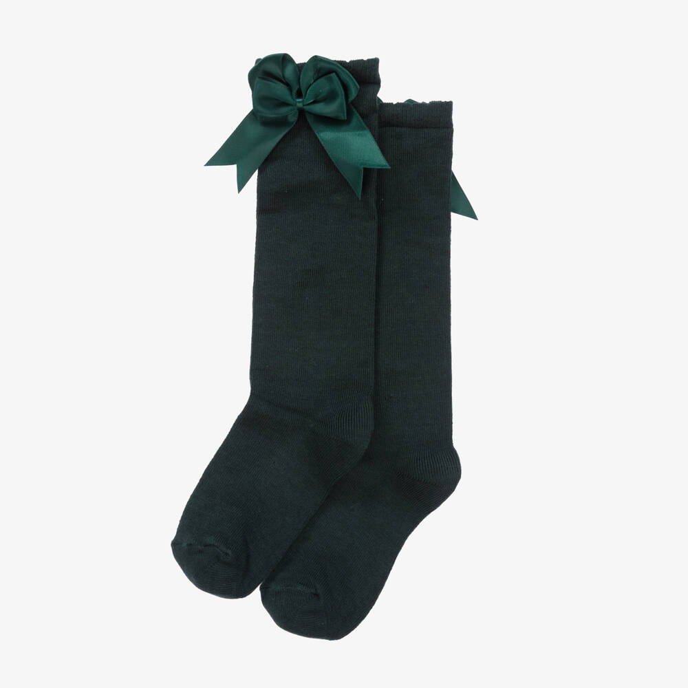 Carlomagno-Girls Green Cotton Knee Length Socks | Childrensalon Outlet
