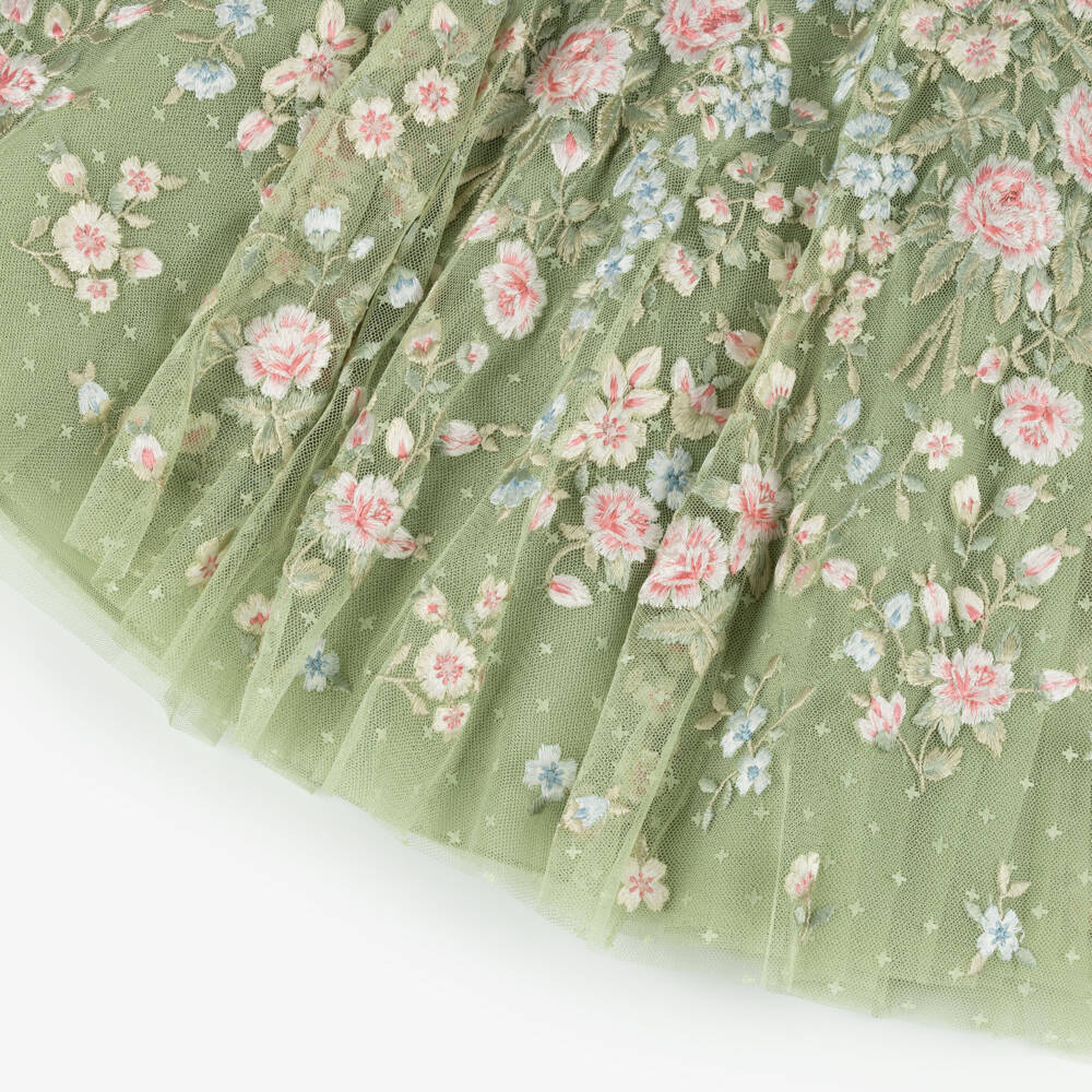 Needle & Thread-Girls Green Embroidered Antoinettes Floral Dress | Childrensalon Outlet
