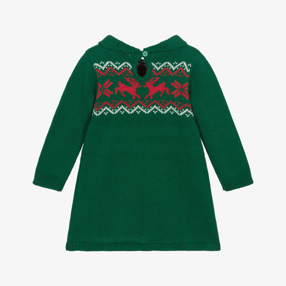 Hatley-Girls Green Festive Fair Isle Knit Dress | Childrensalon Outlet