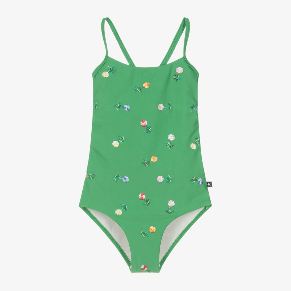 Molo-مايوه بناتي أخضر زاهي بنقشة زهور | Childrensalon Outlet