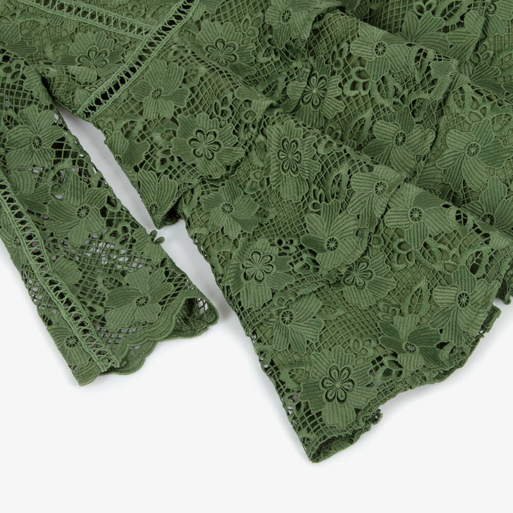 Marlo Kids-Girls Green Guipure Lace Dress | Childrensalon Outlet