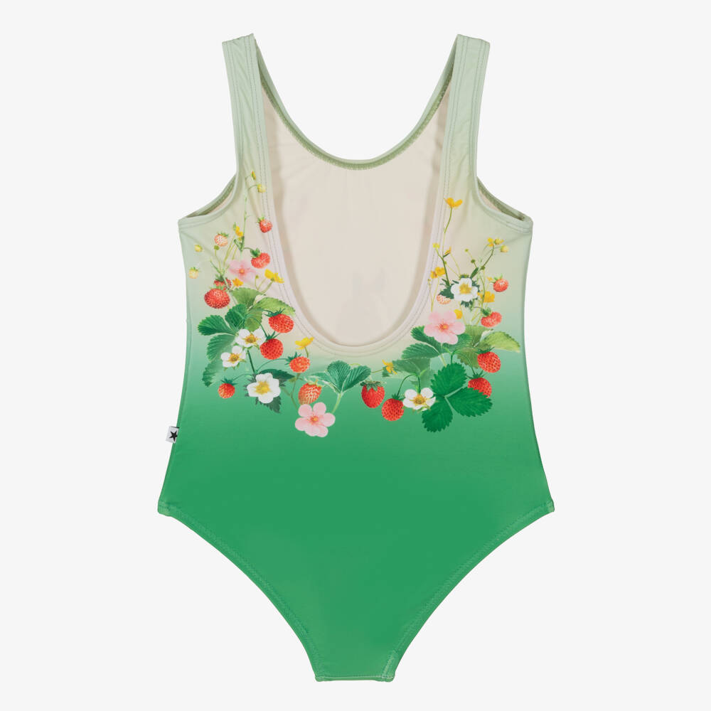 Molo-Girls Green Horse Print Swimsuit (UPF50+) | Childrensalon Outlet