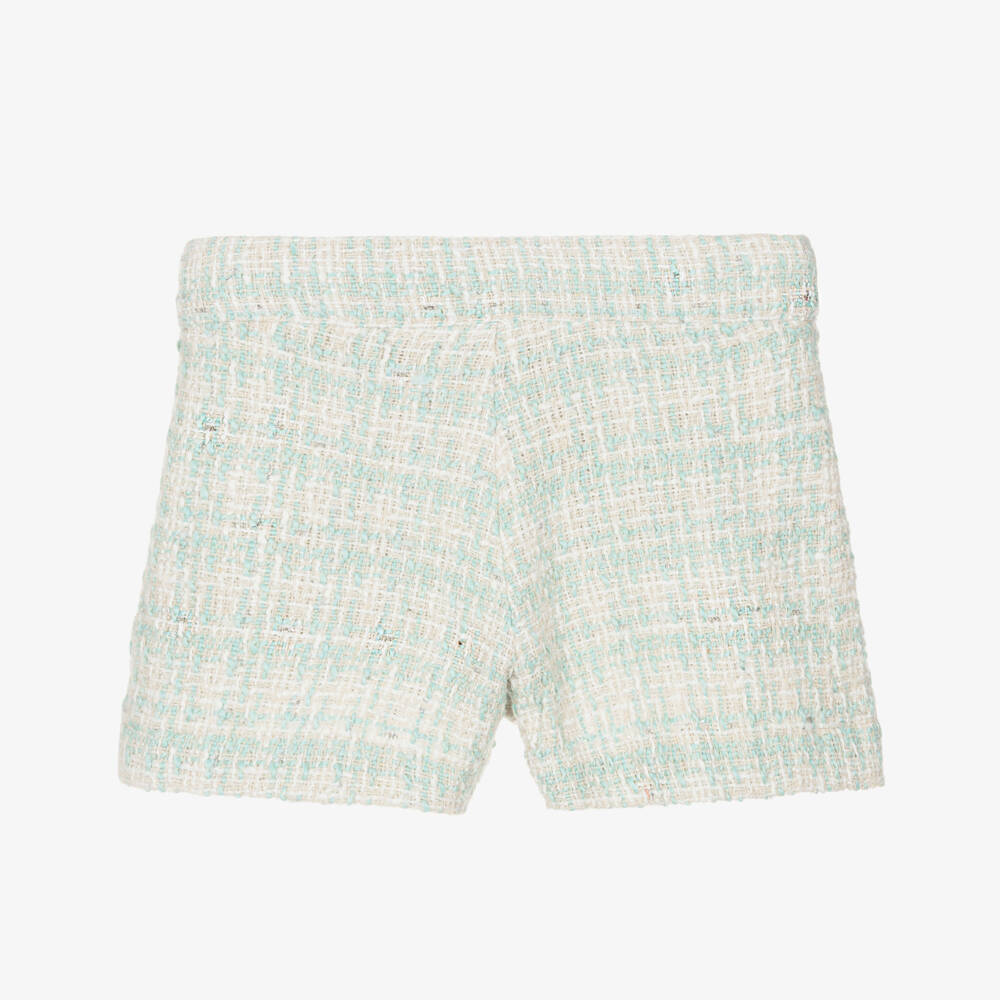 Lapin House-Girls Green & Ivory Glittery Tweed Shorts | Childrensalon Outlet
