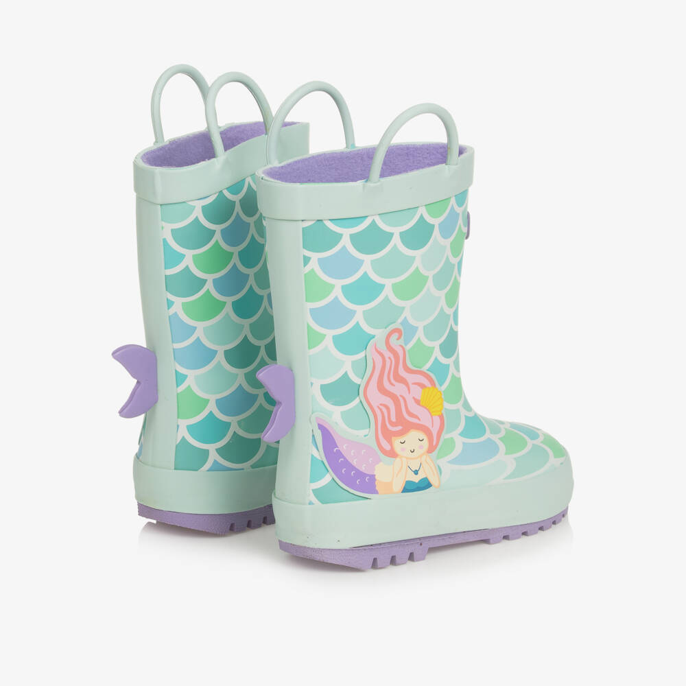 Chipmunks-Girls Green Mermaid Rain Boots | Childrensalon Outlet