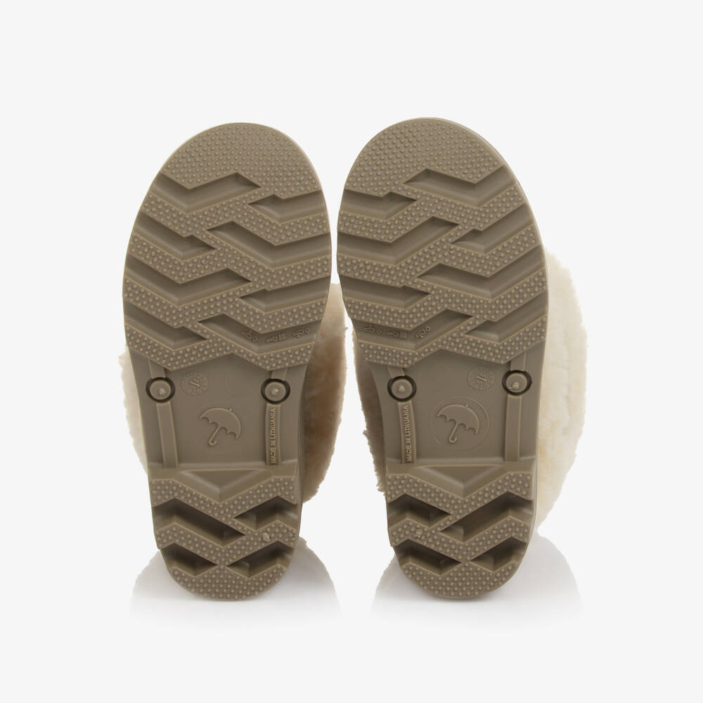 Chloé-Girls Green Rubber & Faux Fur Rain Boots | Childrensalon Outlet