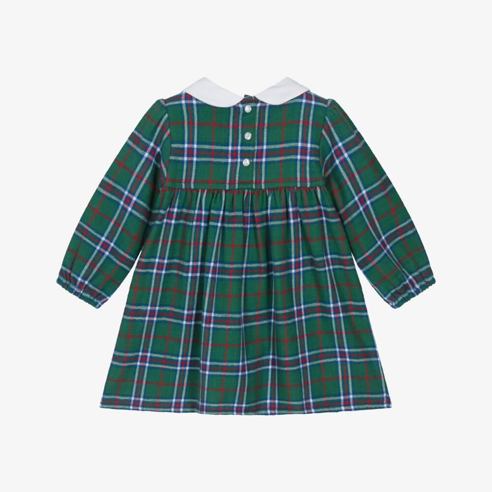 Hatley-Girls Green Tartan Check Brushed Cotton Dress | Childrensalon Outlet