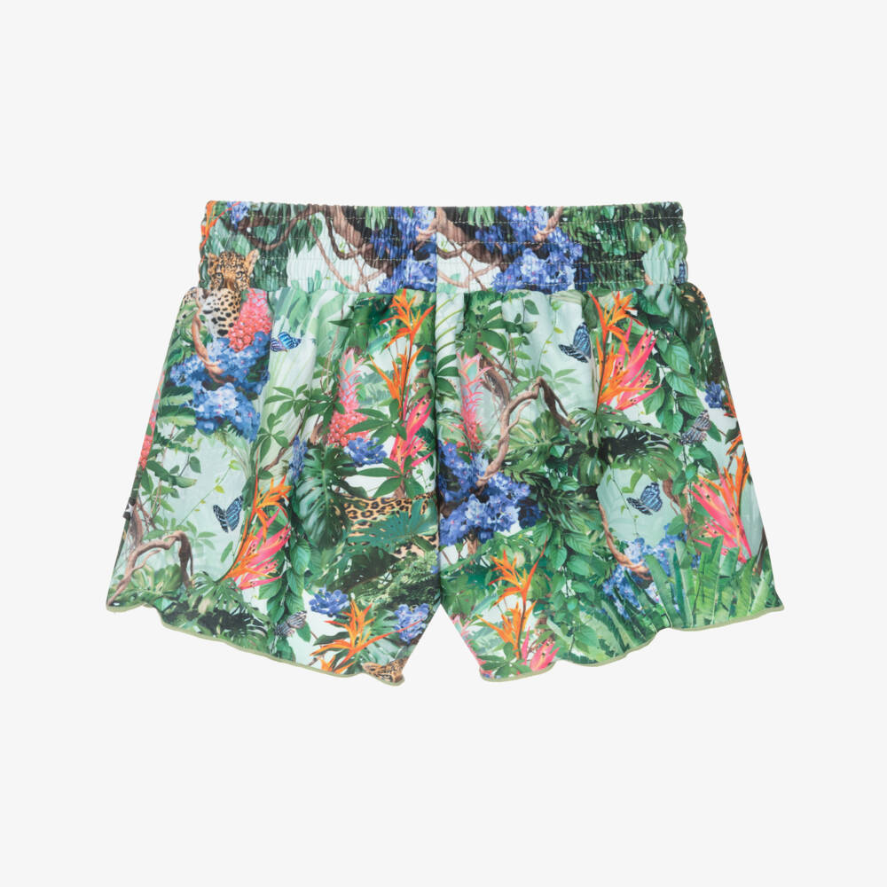 Molo-Girls Green Tropical Swim Shorts (UPF50+) | Childrensalon Outlet