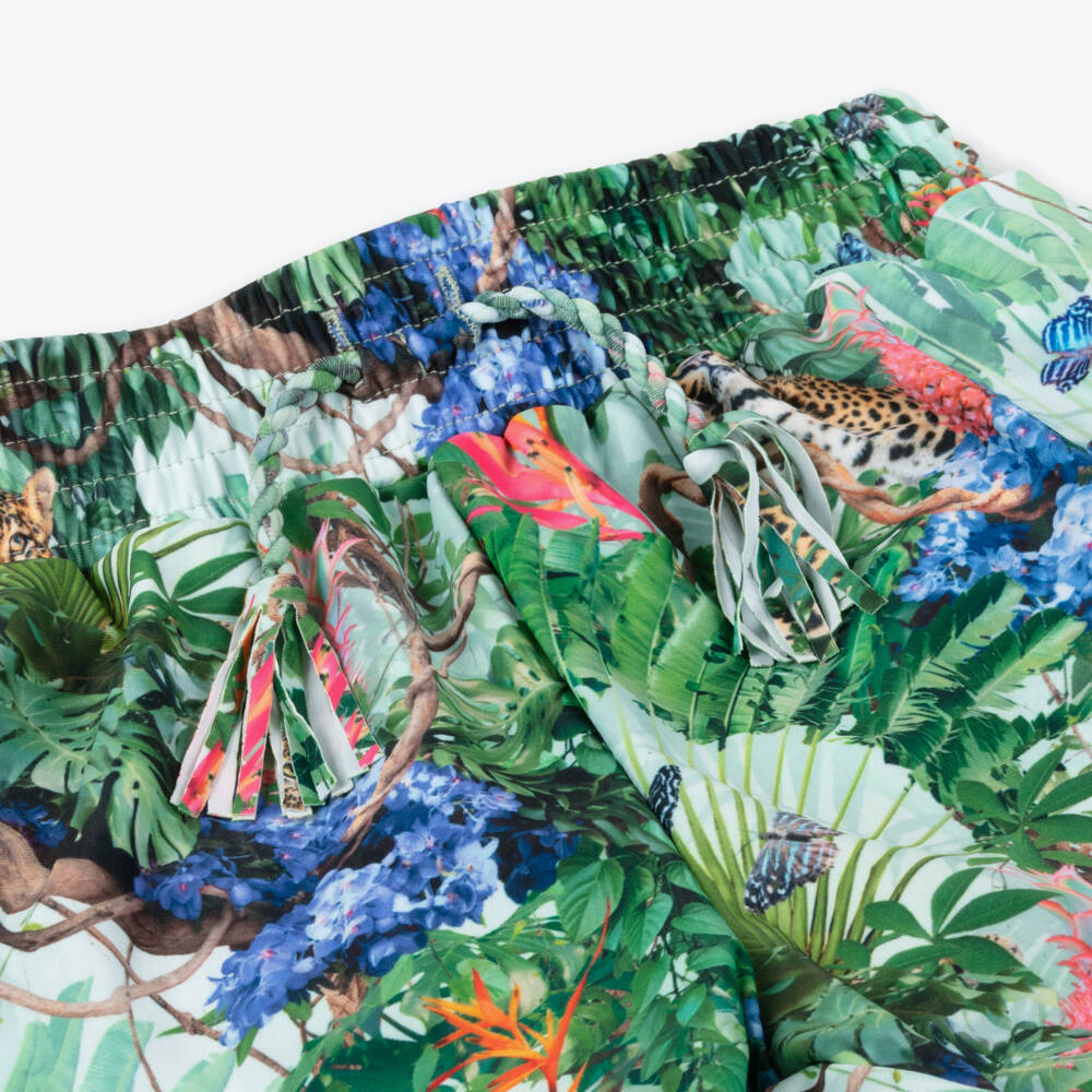 Molo-Girls Green Tropical Swim Shorts (UPF50+) | Childrensalon Outlet