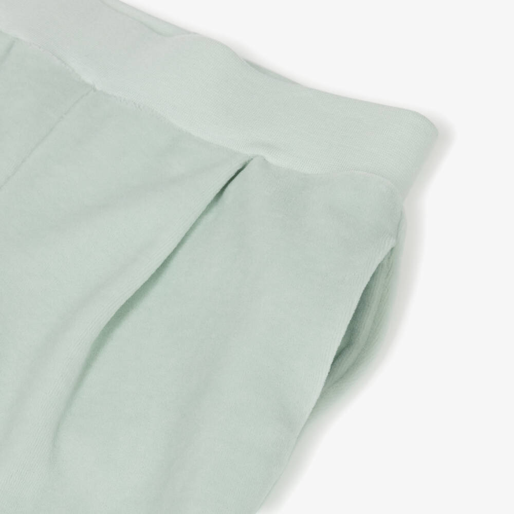 Lapin House-Girls Green Velour Flowers Tracksuit with Diamanté Flowers | Childrensalon Outlet