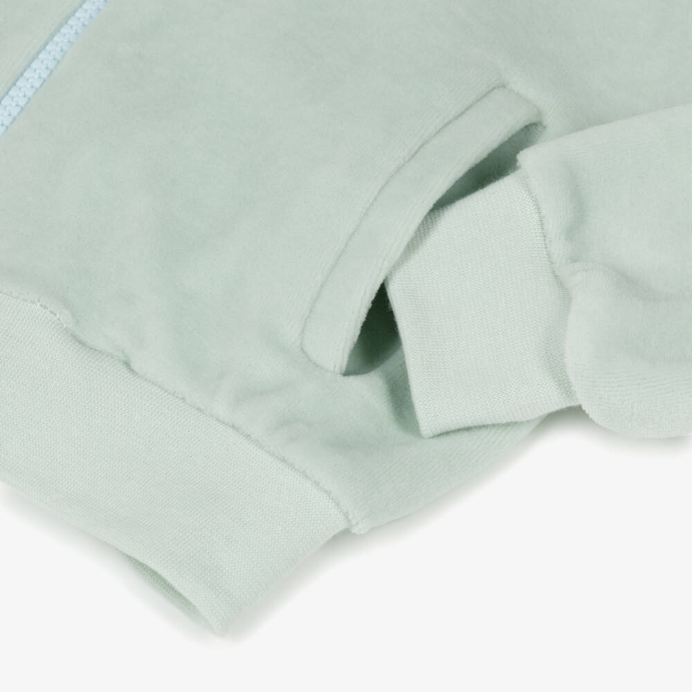 Lapin House-Girls Green Velour Flowers Tracksuit with Diamanté Flowers | Childrensalon Outlet