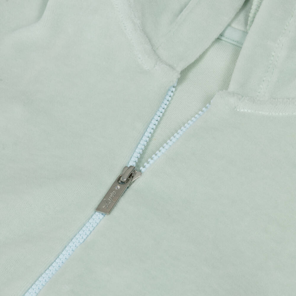 Lapin House-Girls Green Velour Flowers Tracksuit with Diamanté Flowers | Childrensalon Outlet