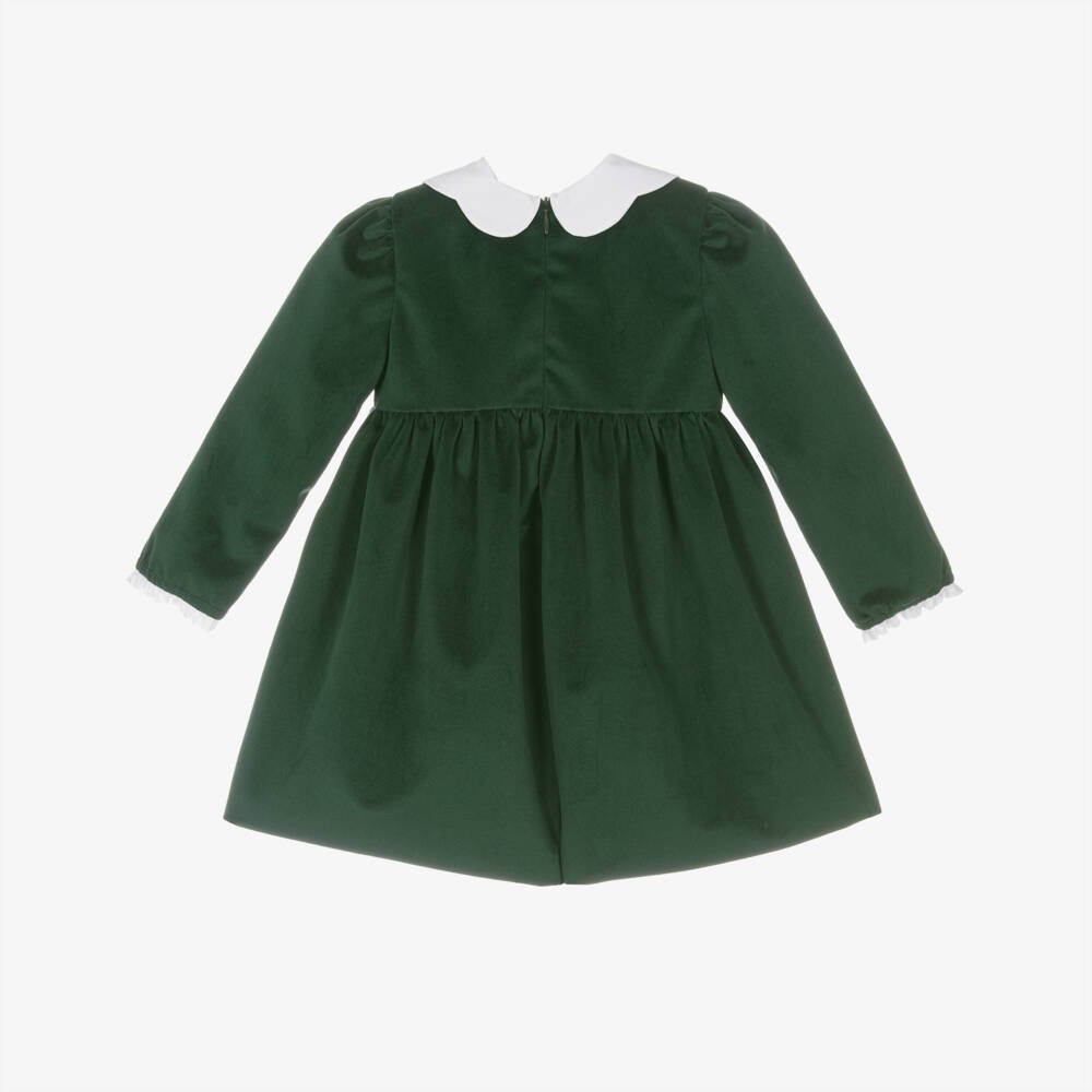 Pureté Du... Bébé-Girls Green Velvet Collared Dress | Childrensalon Outlet