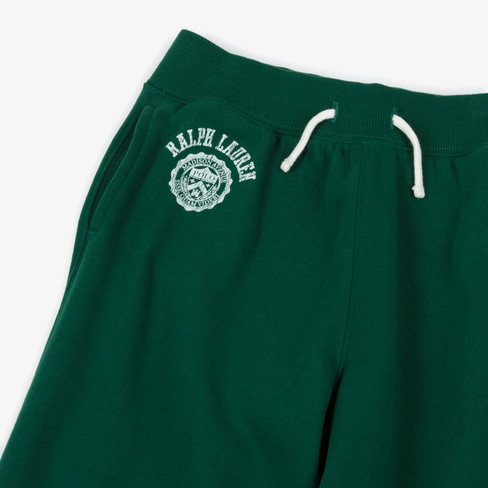 Ralph Lauren-Girls Green Wide Leg Joggers with Crest Logo | Childrensalon Outlet