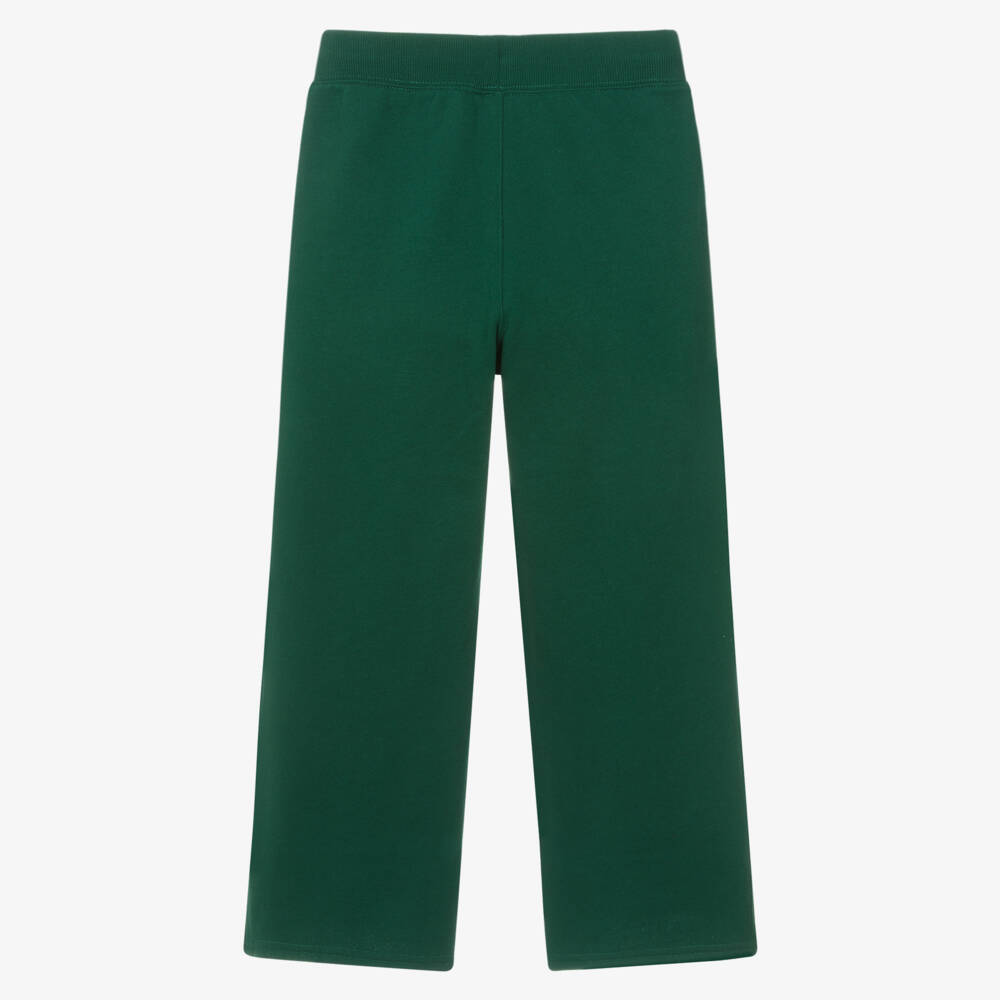 Ralph Lauren-Girls Green Wide Leg Joggers with Crest Logo | Childrensalon Outlet