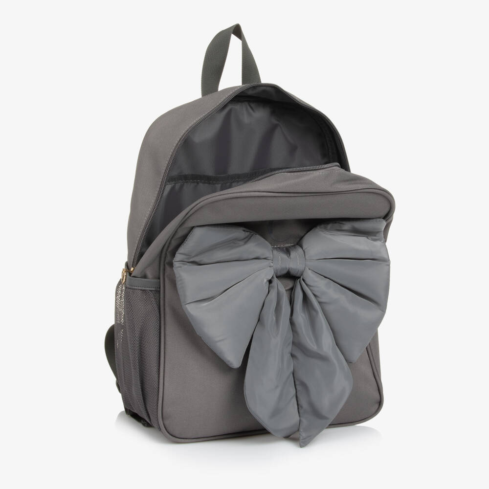 Caramelo Kids-Girls Grey Bow Backpack (35cm) | Childrensalon Outlet