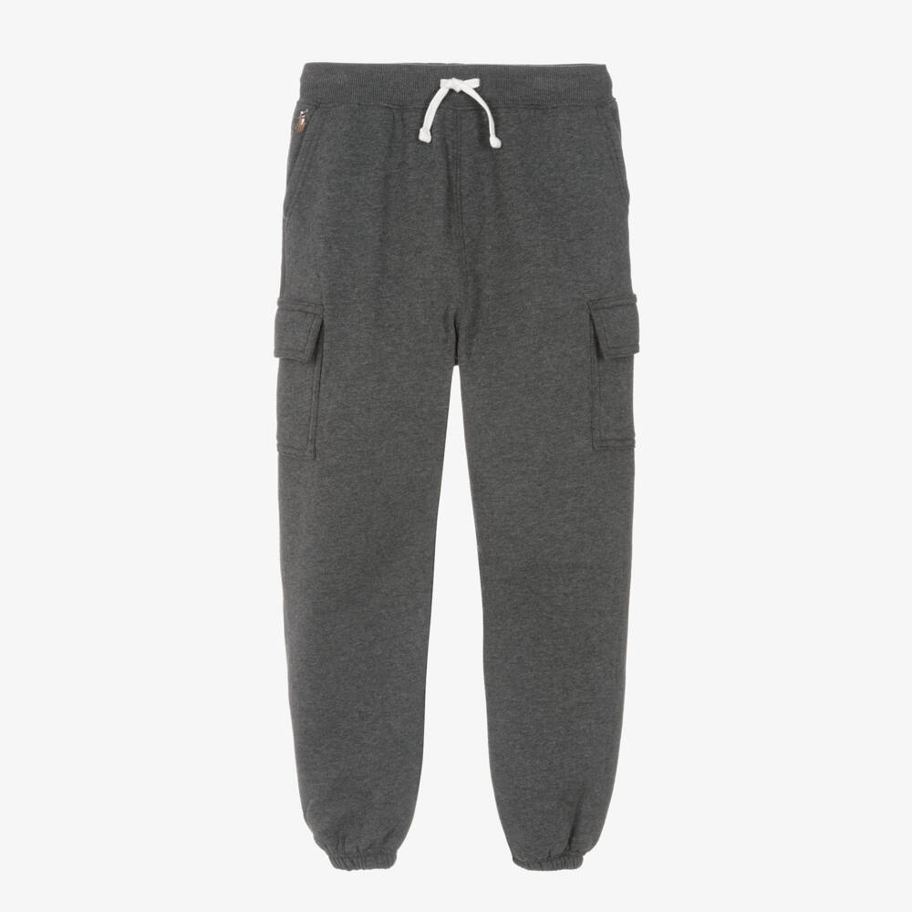 Ralph Lauren-Girls Grey Cotton Cargo Joggers with Pony Logo | Childrensalon Outlet