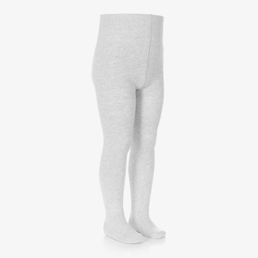 Tartine et Chocolat-Girls Grey Cotton Knit Tights | Childrensalon Outlet
