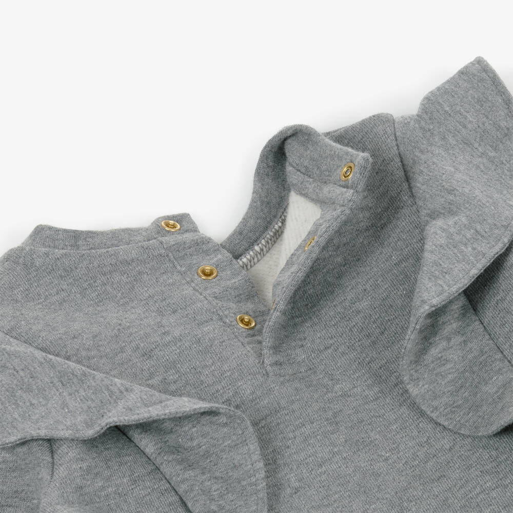 Chloé-Girls Grey Cotton Ruffle Sweatshirt with Chloé Paris Logo | Childrensalon Outlet