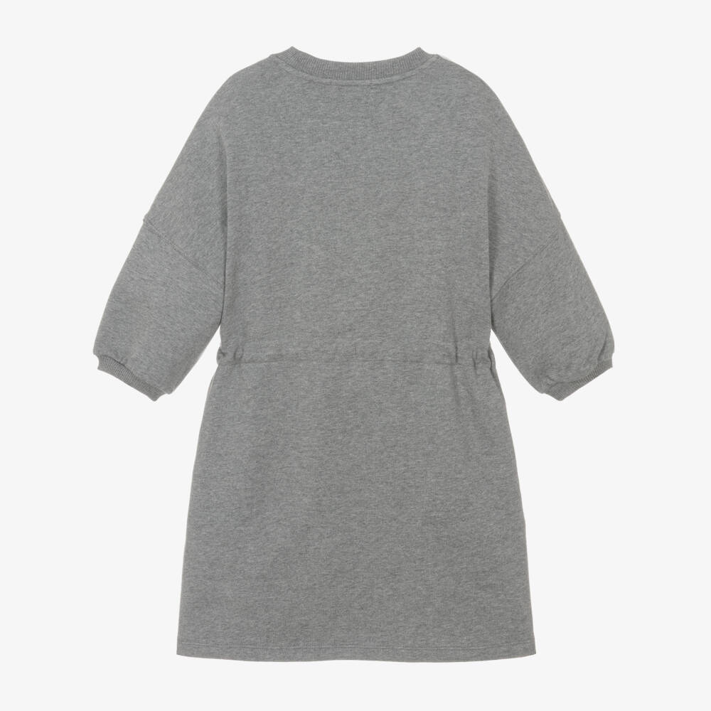 Chloé-فستان بناتي رمادي من القطن بشعار | Childrensalon Outlet