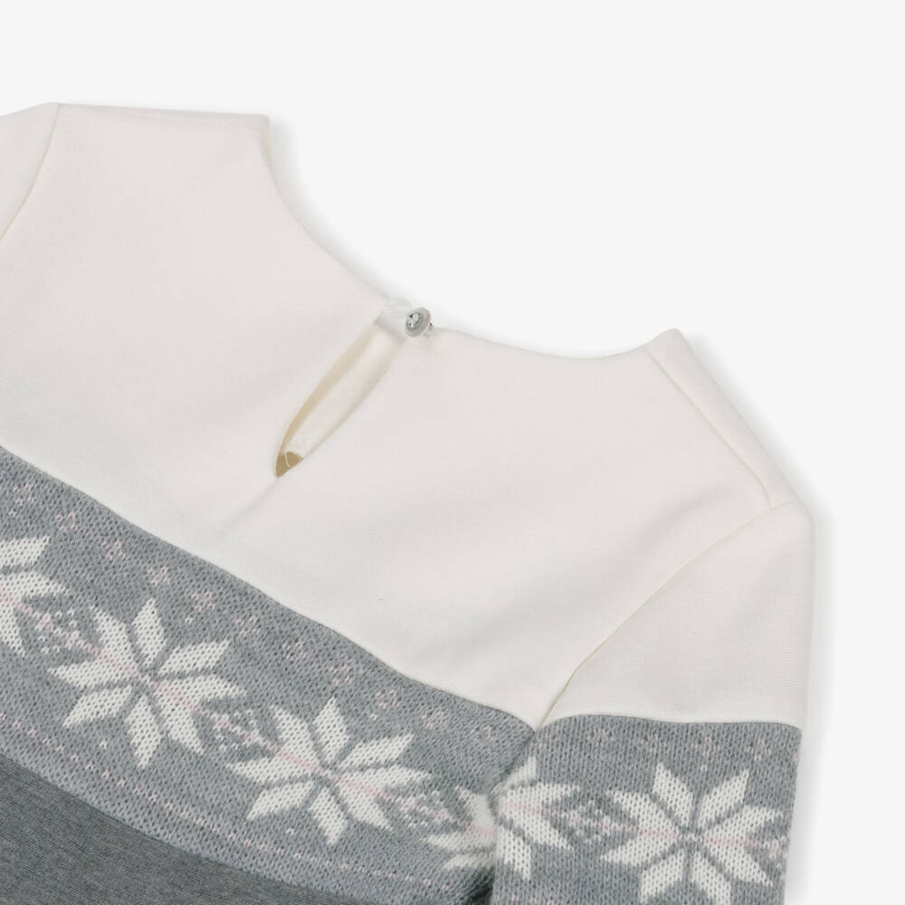 Lapin House-Girls Grey Fair Isle Jersey Dress | Childrensalon Outlet