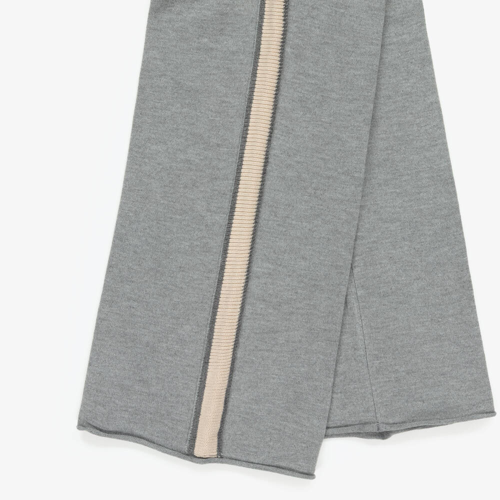 Mayoral-Girls Grey Knitted Trouser Set with Striped Trims | Childrensalon Outlet