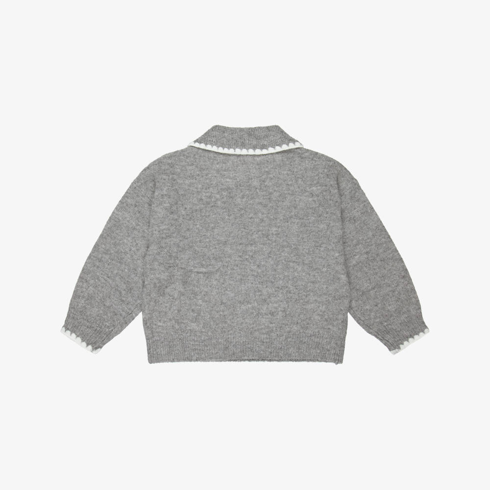 NAME IT-Girls Grey Marl Polo Style Sweater | Childrensalon Outlet