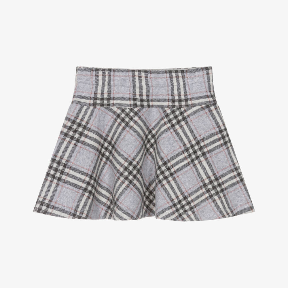 Mayoral-Girls Grey & Pink Glitter Check Skater Skirt | Childrensalon Outlet