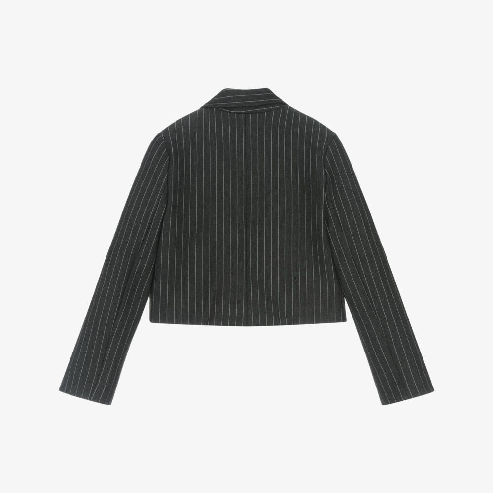 Mayoral-Girls Grey Pinstripe Double-Breasted Short Blazer | Childrensalon Outlet