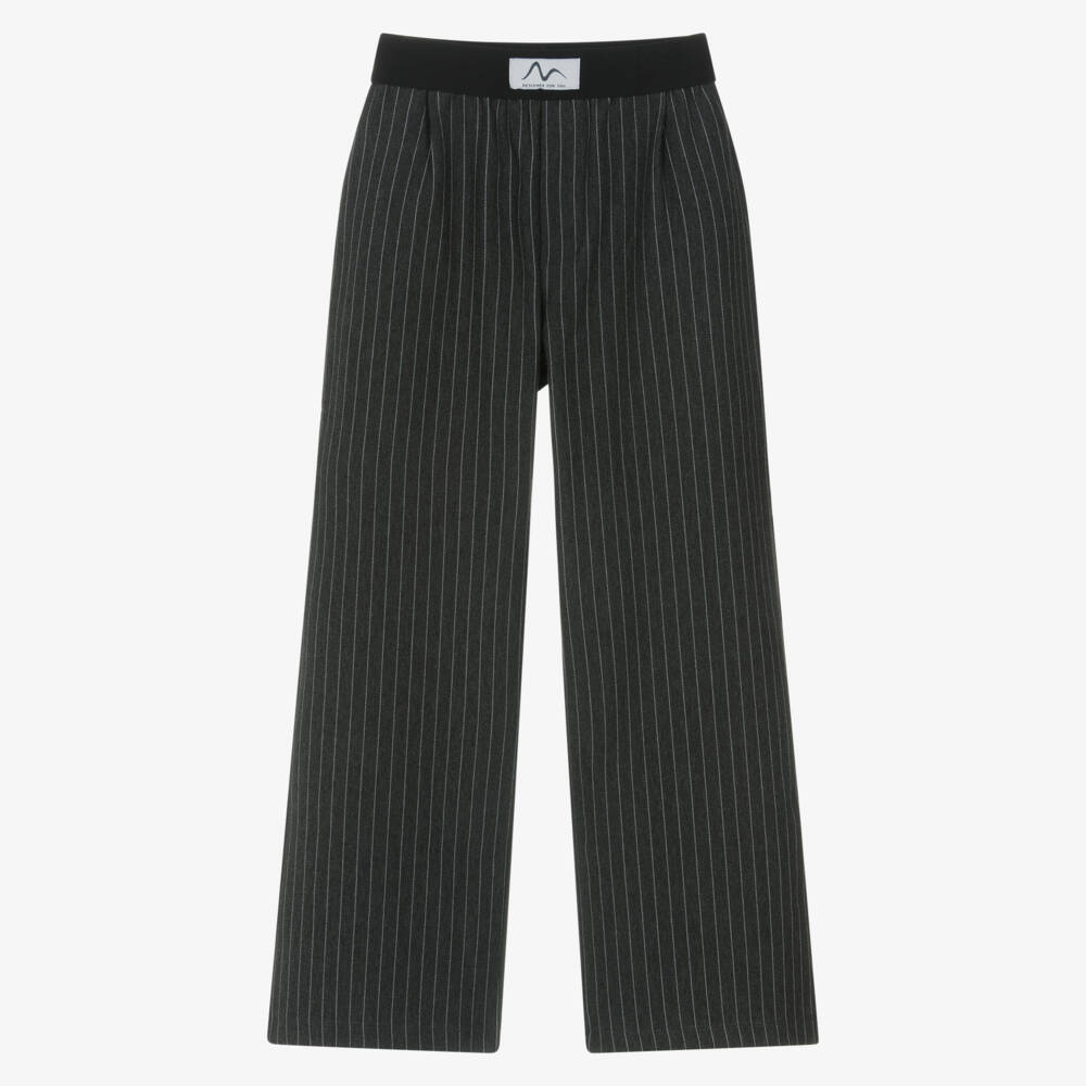 Mayoral-Girls Grey Pinstripe Wide Leg Trousers | Childrensalon Outlet