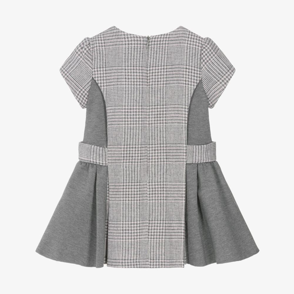 Lapin House-Girls Grey Prince of Wales Check Cashmere Dress | Childrensalon Outlet
