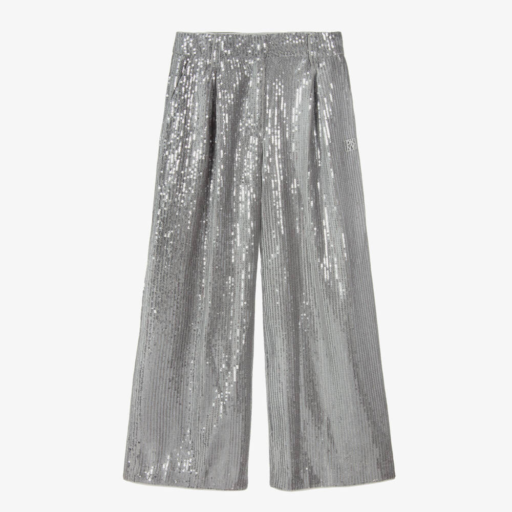 DKNY-Girls Grey Sequin Embellished Trousers | Childrensalon Outlet