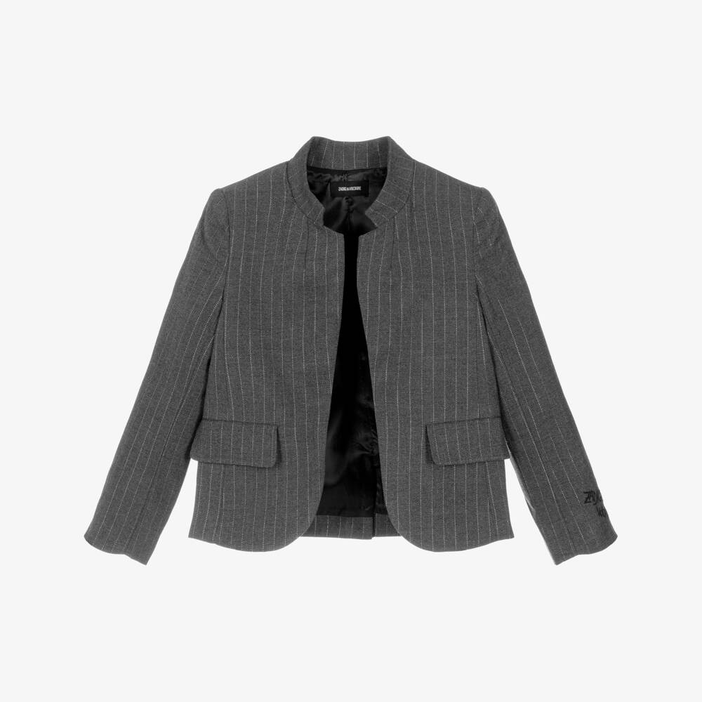 Zadig&Voltaire-Girls Grey & Silver Stripe Blazer | Childrensalon Outlet