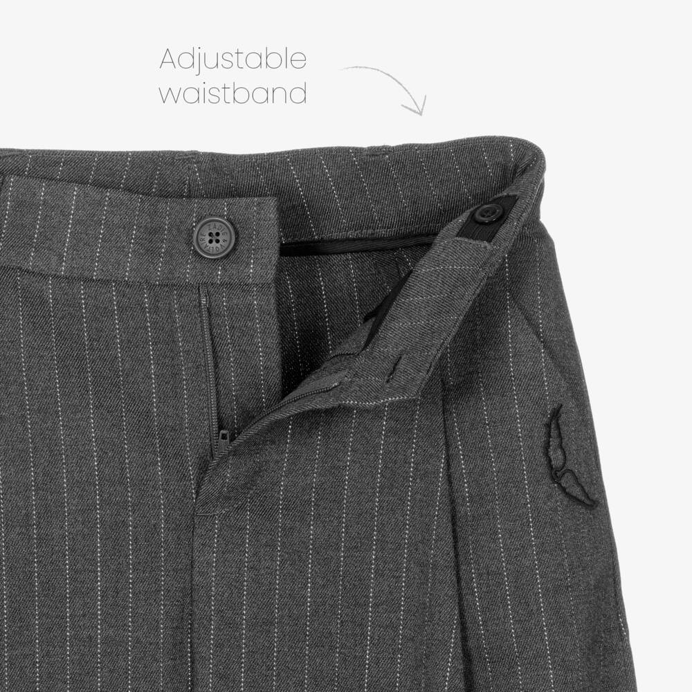 Zadig&Voltaire-Girls Grey Striped Wide-Leg Trousers | Childrensalon Outlet