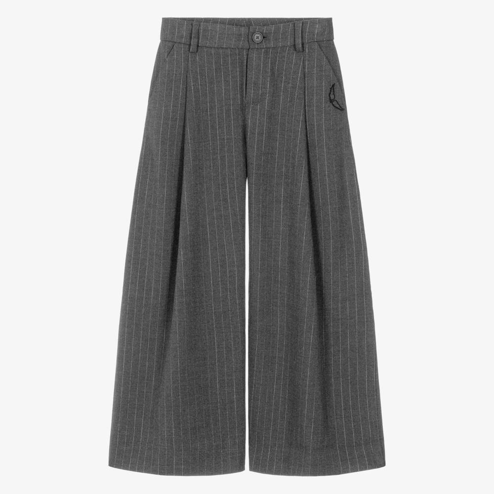 Zadig&Voltaire-Girls Grey Striped Wide-Leg Trousers | Childrensalon Outlet