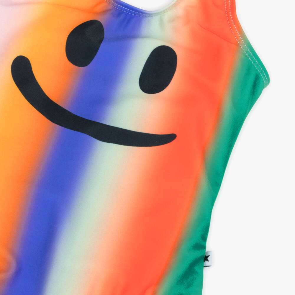 Molo-Girls Happy Face Rainbow Swimsuit (UPF50+) | Childrensalon Outlet