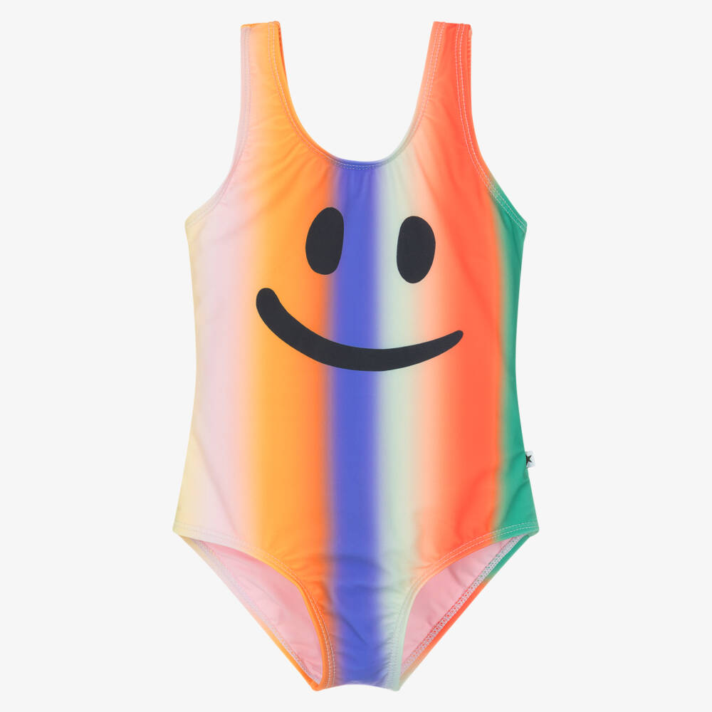 Molo-Girls Happy Face Rainbow Swimsuit (UPF50+) | Childrensalon Outlet