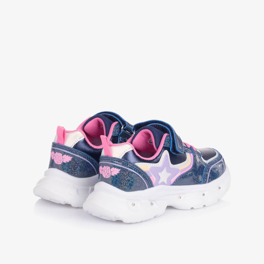 Lelli Kelly-Girls Iridescent Blue Faux Leather Star Light-Up Trainers | Childrensalon Outlet