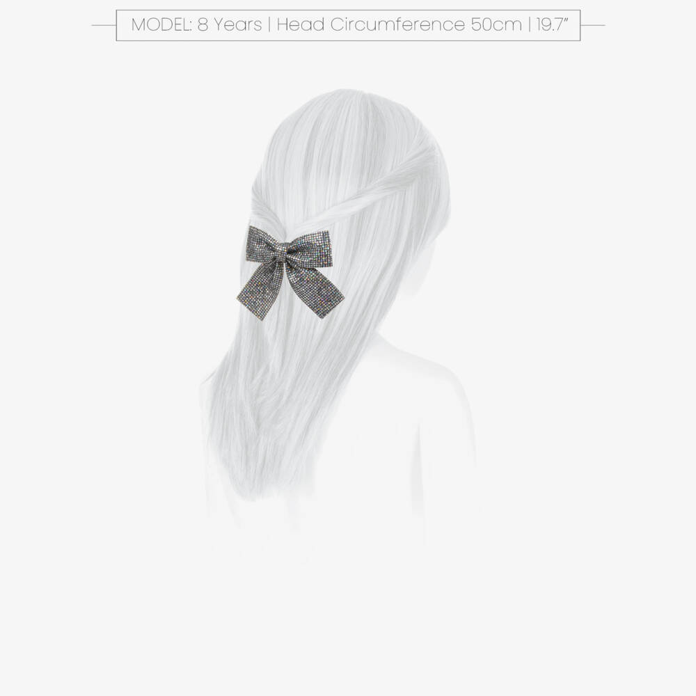 Mimi & Lula-Girls Iridescent Silver Disco Ball Bow (10cm) | Childrensalon Outlet