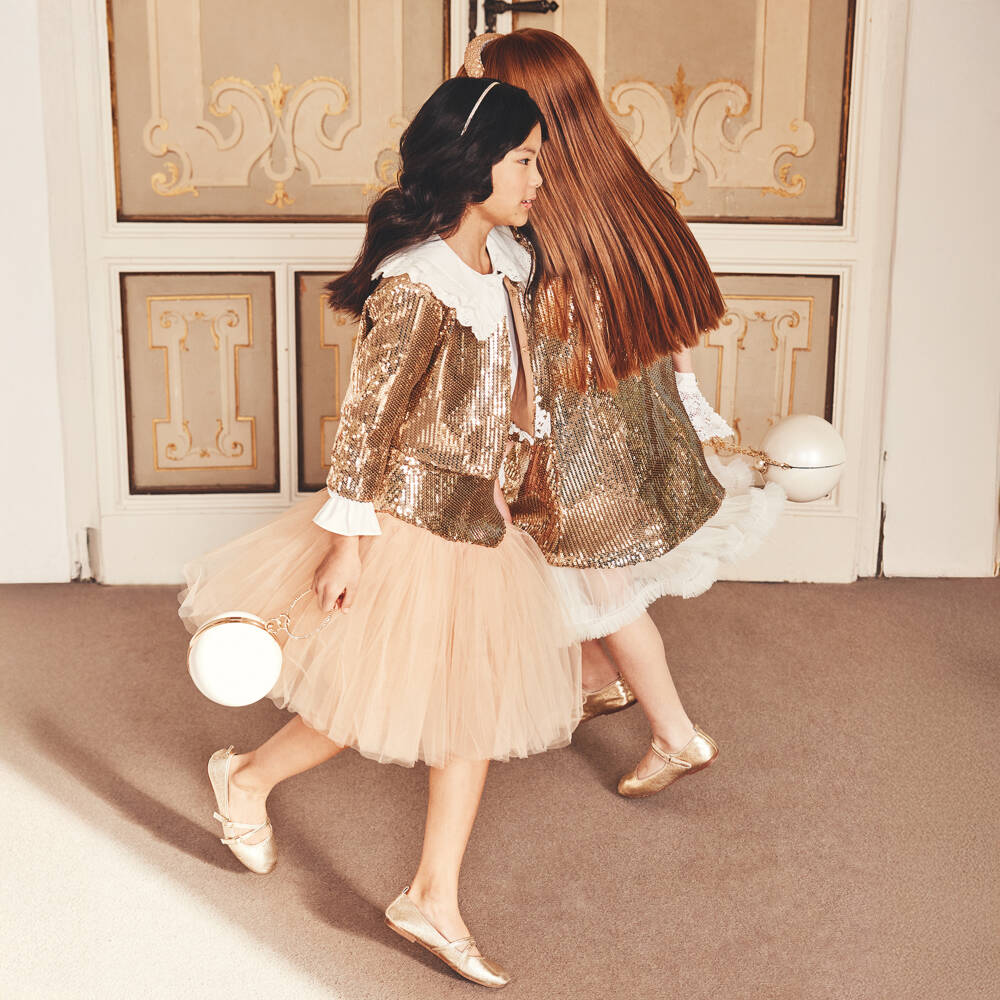 Junona-Girls Ivory Ball Handbag with Diamanté Handle | Childrensalon Outlet