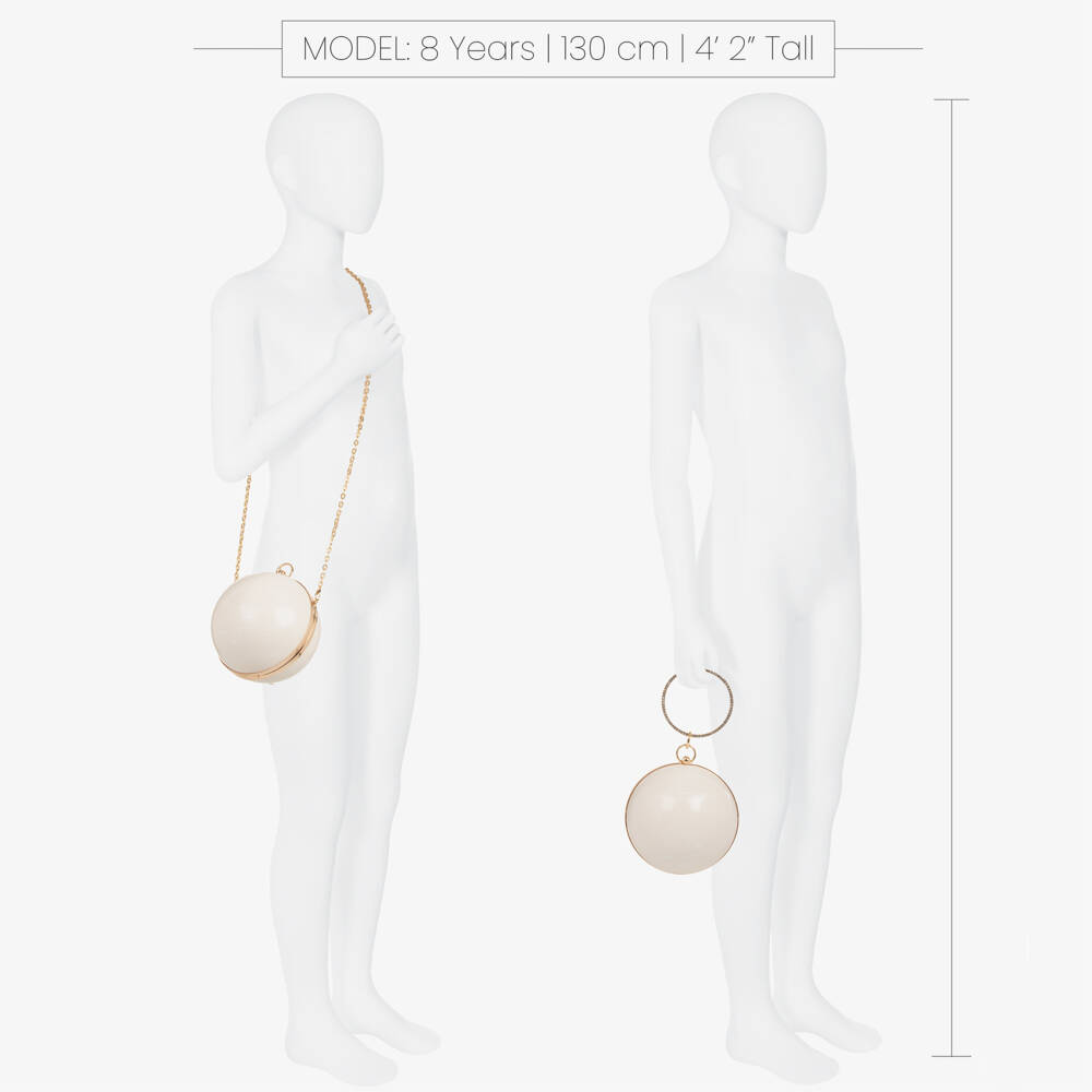 Junona-Girls Ivory Ball Handbag with Diamanté Handle | Childrensalon Outlet