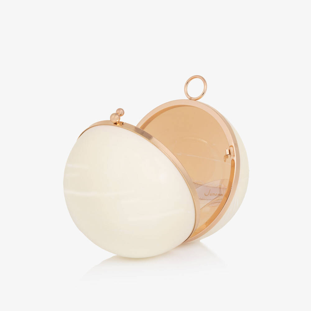Junona-Girls Ivory Ball Handbag with Diamanté Handle | Childrensalon Outlet