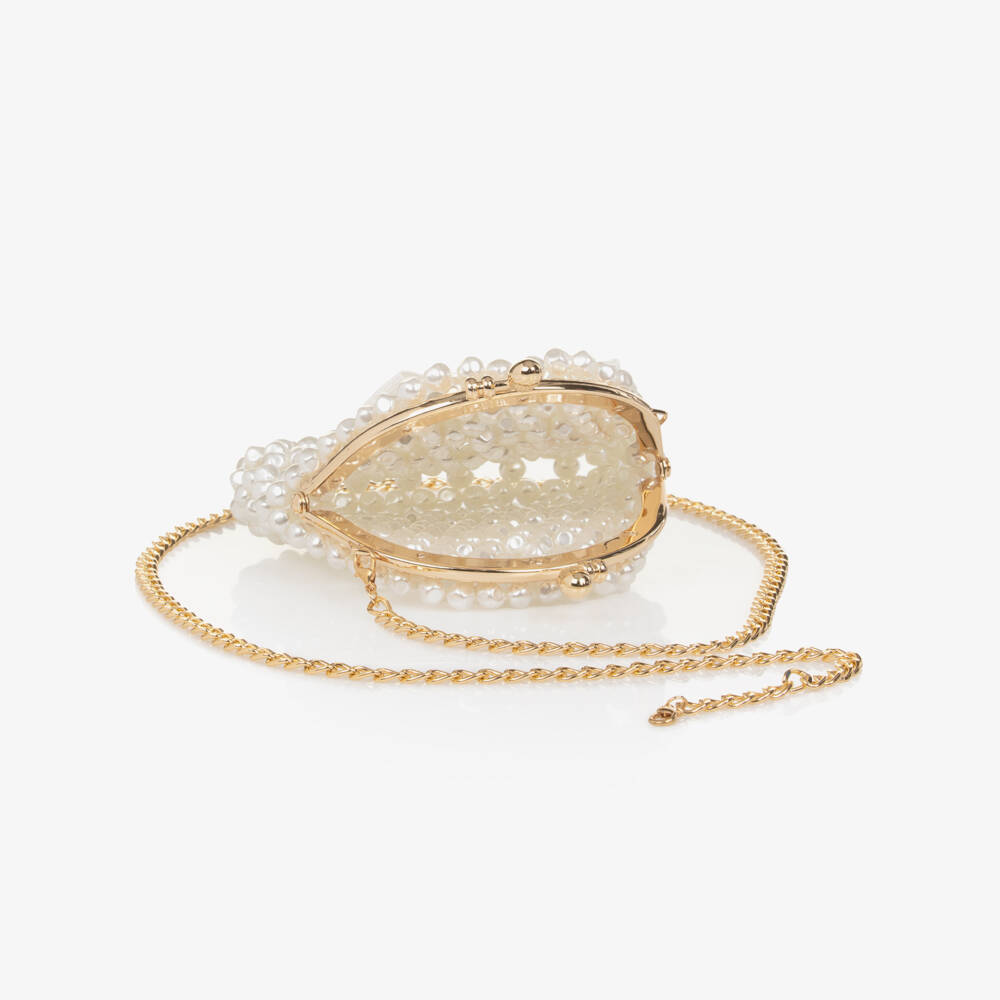Angel's Face-Girls Ivory Beaded Faux Pearl Bag (11cm) | Childrensalon Outlet