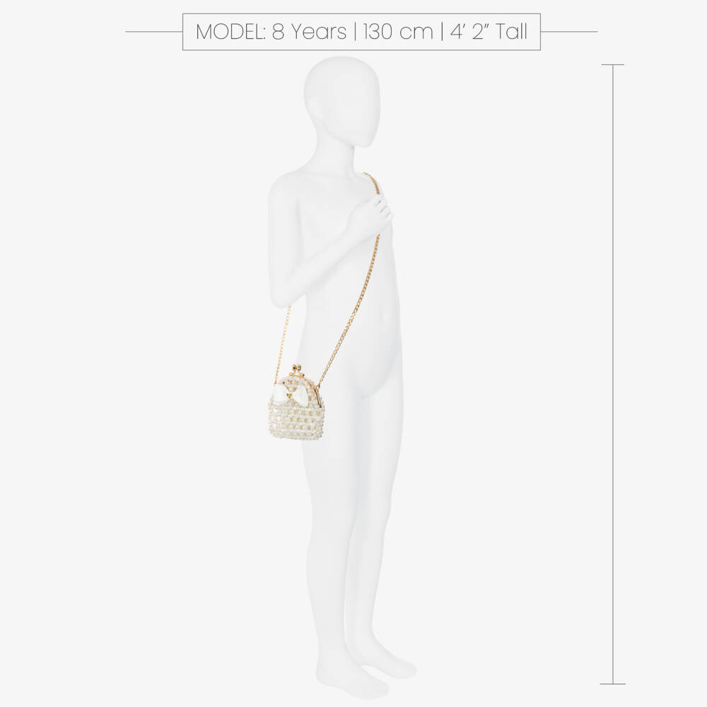 Angel's Face-Girls Ivory Beaded Faux Pearl Bag (11cm) | Childrensalon Outlet
