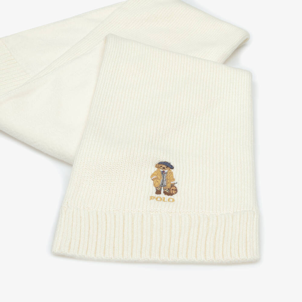 Ralph Lauren-Girls Ivory Bear Scarf | Childrensalon Outlet