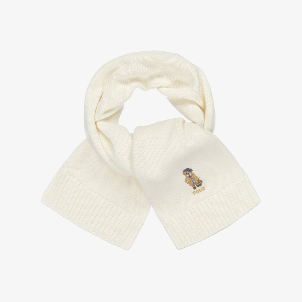 Ralph Lauren-Girls Ivory Bear Scarf | Childrensalon Outlet