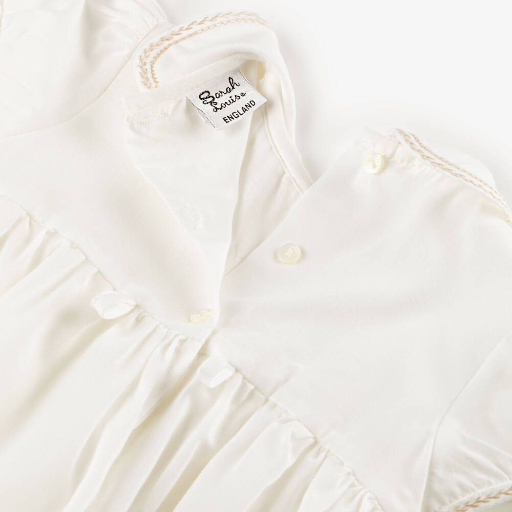Sarah Louise-Girls Ivory & Beige Hand-Smocked Dress | Childrensalon Outlet