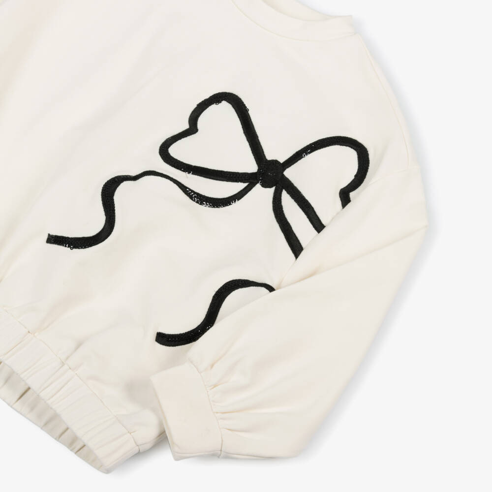 Mayoral-Girls Ivory & Black Sequinned Bow Leggings Set | Childrensalon Outlet