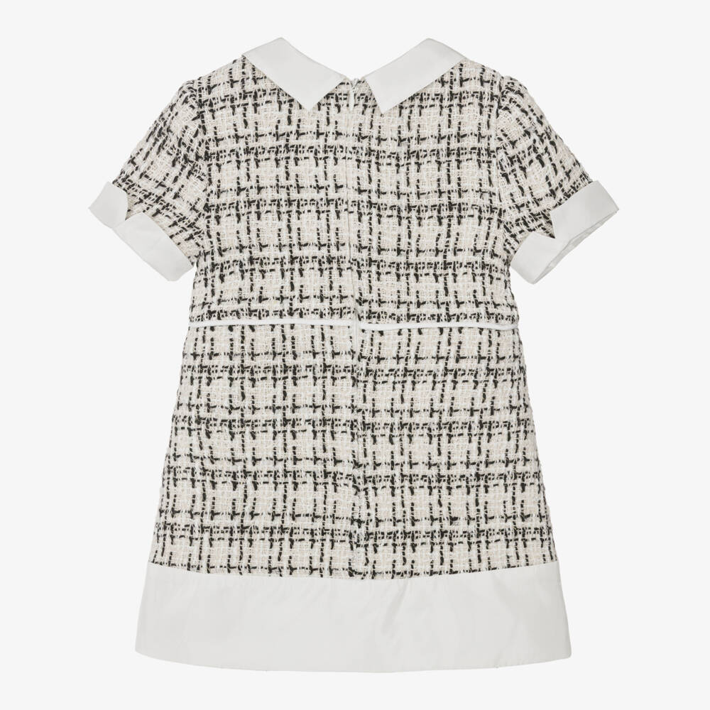 Lapin House-Girls Ivory & Black Tweed Collared Dress | Childrensalon Outlet