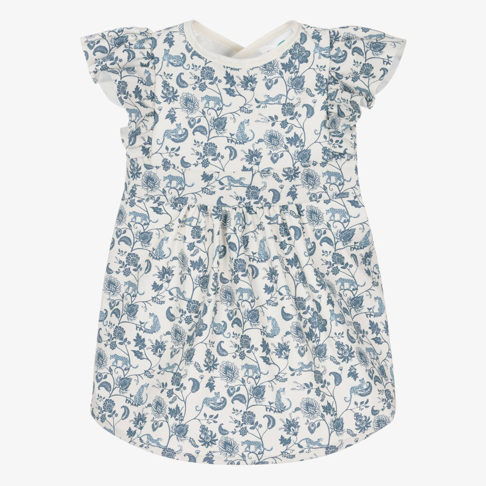 Elodie-مريلة زرقاء بنقشة توال للبنات | Childrensalon Outlet