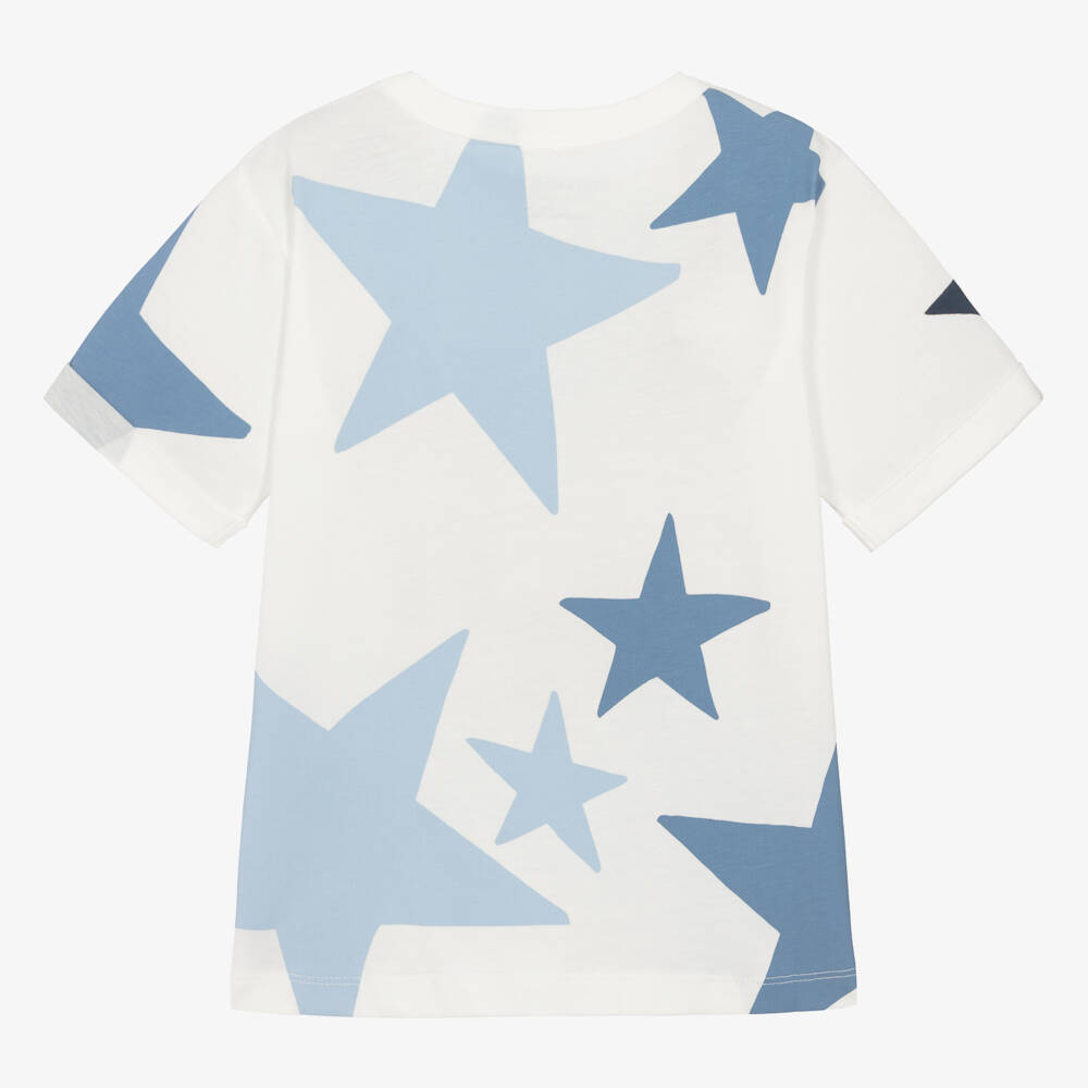 Stella McCartney Kids-Girls Ivory & Blue Star Cotton T-Shirt | Childrensalon Outlet